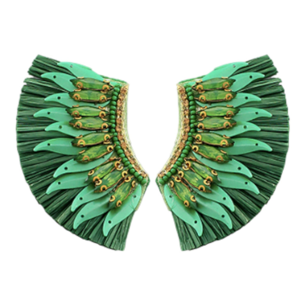 Raffia Wing Earrings | Green-Twist-The Grove