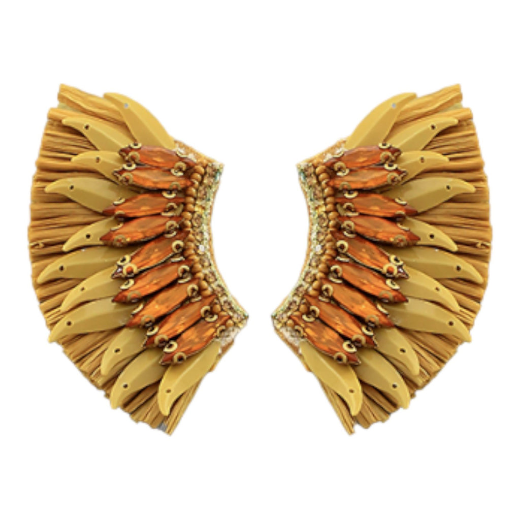 Raffia Wing Earrings | Mustard-Earrings-Twist-The Grove