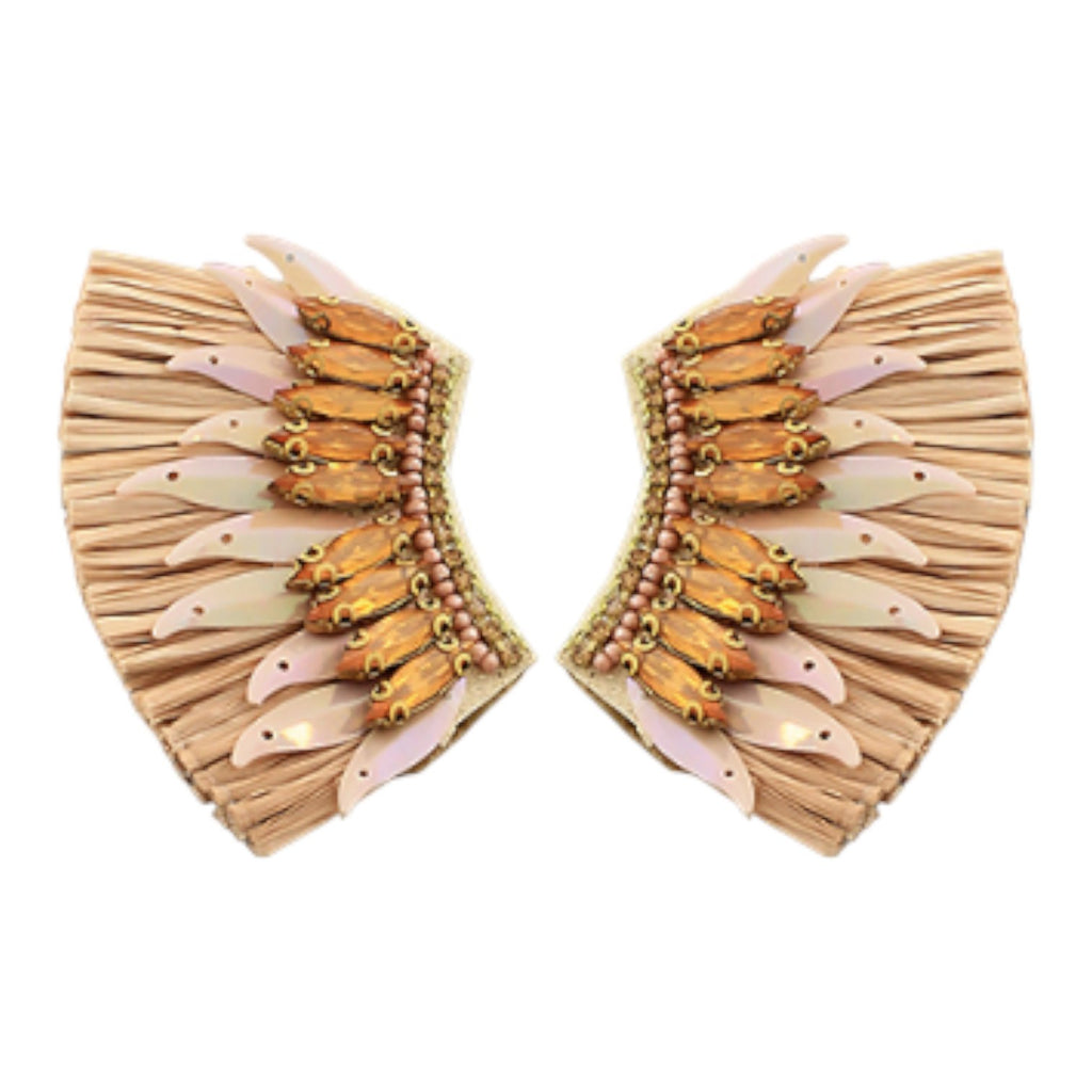 Raffia Wing Earrings | Pink-Earrings-Twist-The Grove