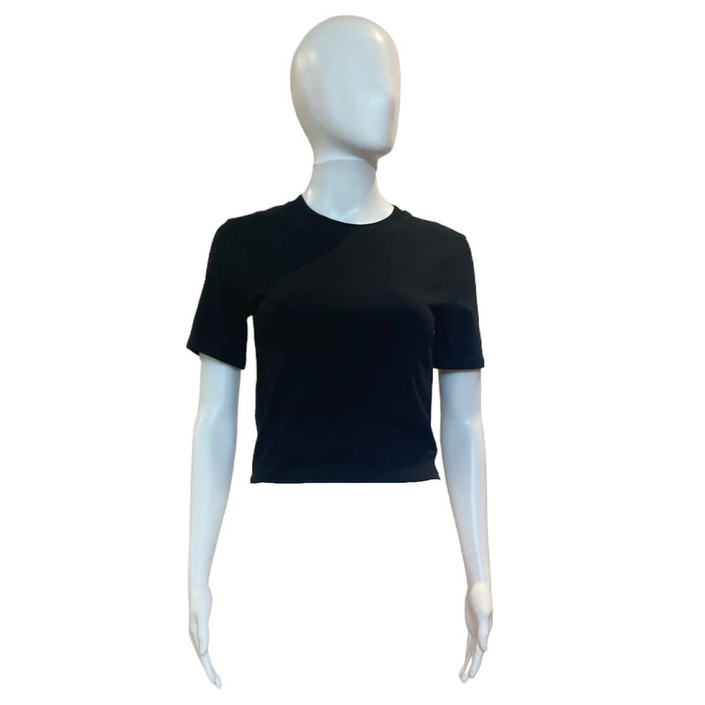 Rallie Cotton Short Sleeve Crewneck Tee | Black-Shirts & Tops-French Connection-The Grove