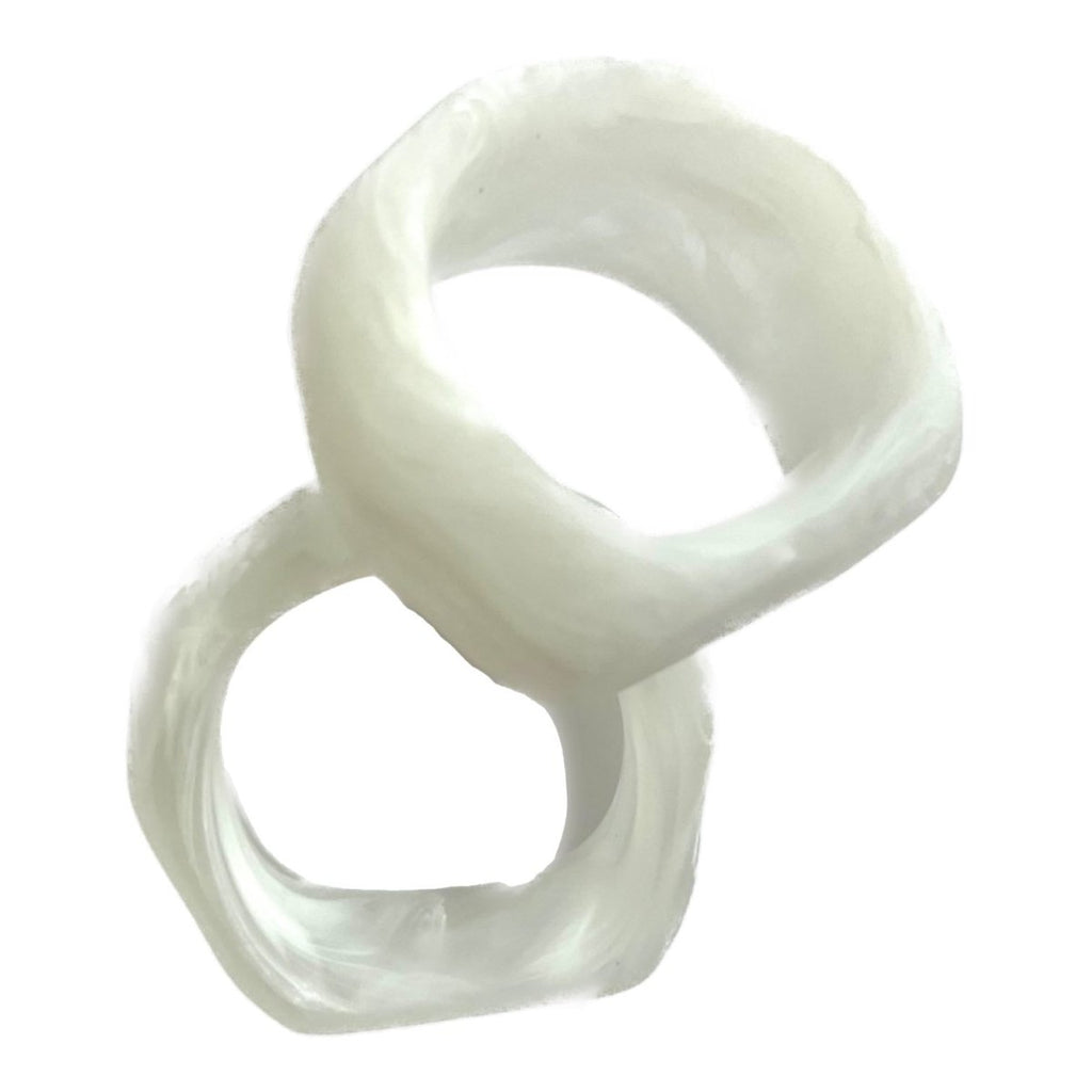 Resin Napkin Rings | White Swirl-Napkin Rings-Clementine WP-The Grove