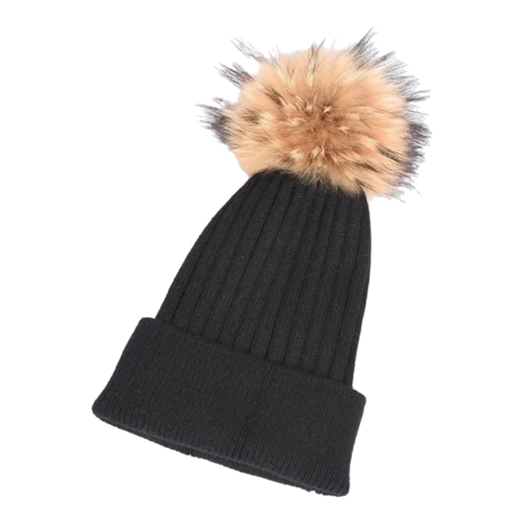 Ribbed Wool/Angora Knit Hat | Black-Hats-Twist-The Grove