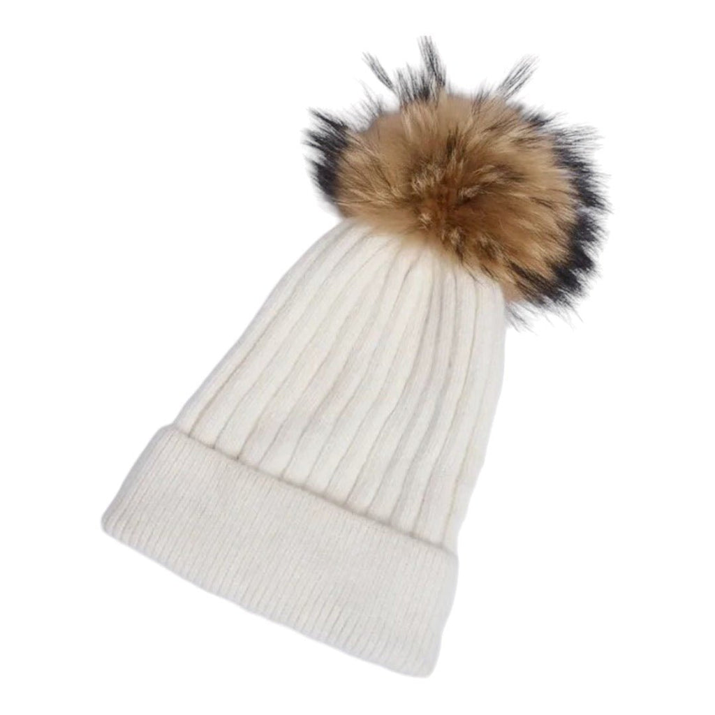 Ribbed Wool/Angora Knit Hat | Cream-Hats-Twist-The Grove