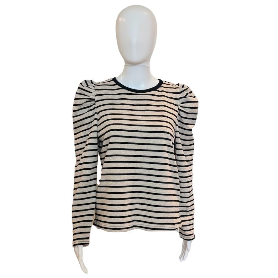 Sammy Striped Terry Top | Black & Oatmeal-Shirts & Tops-Twist-The Grove