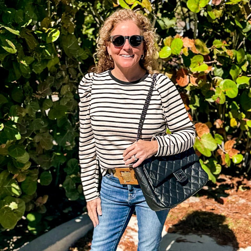 Sammy Striped Terry Top | Black & Oatmeal-Shirts & Tops-Twist-The Grove