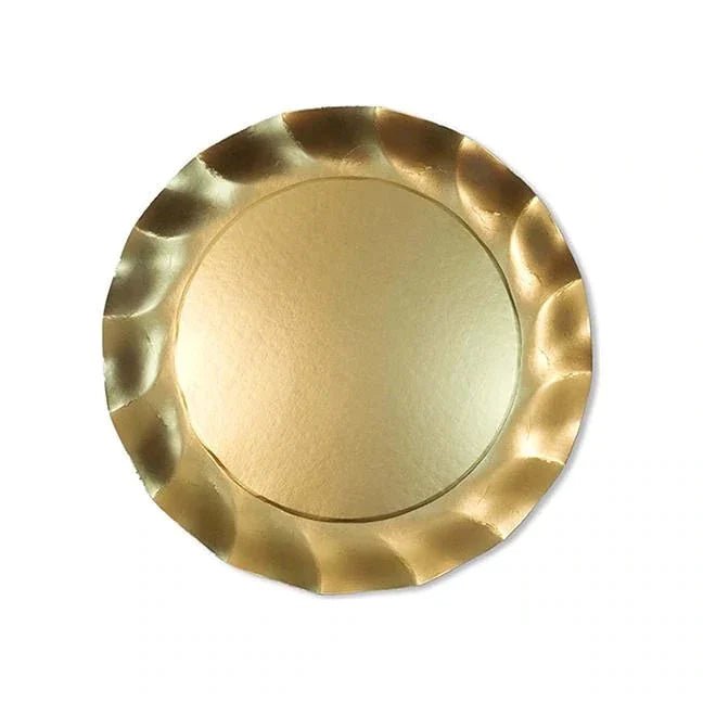 Satin Wavy Paper Dinner Plates | Gold-Dinner Plate-Clementine WP-The Grove