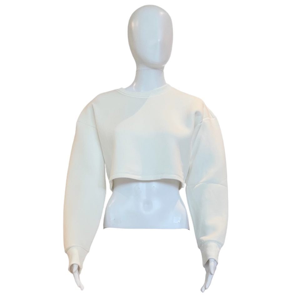 Scuba Cropped Sweatshirt | White-Shirts & Tops-Grey Lab-The Grove