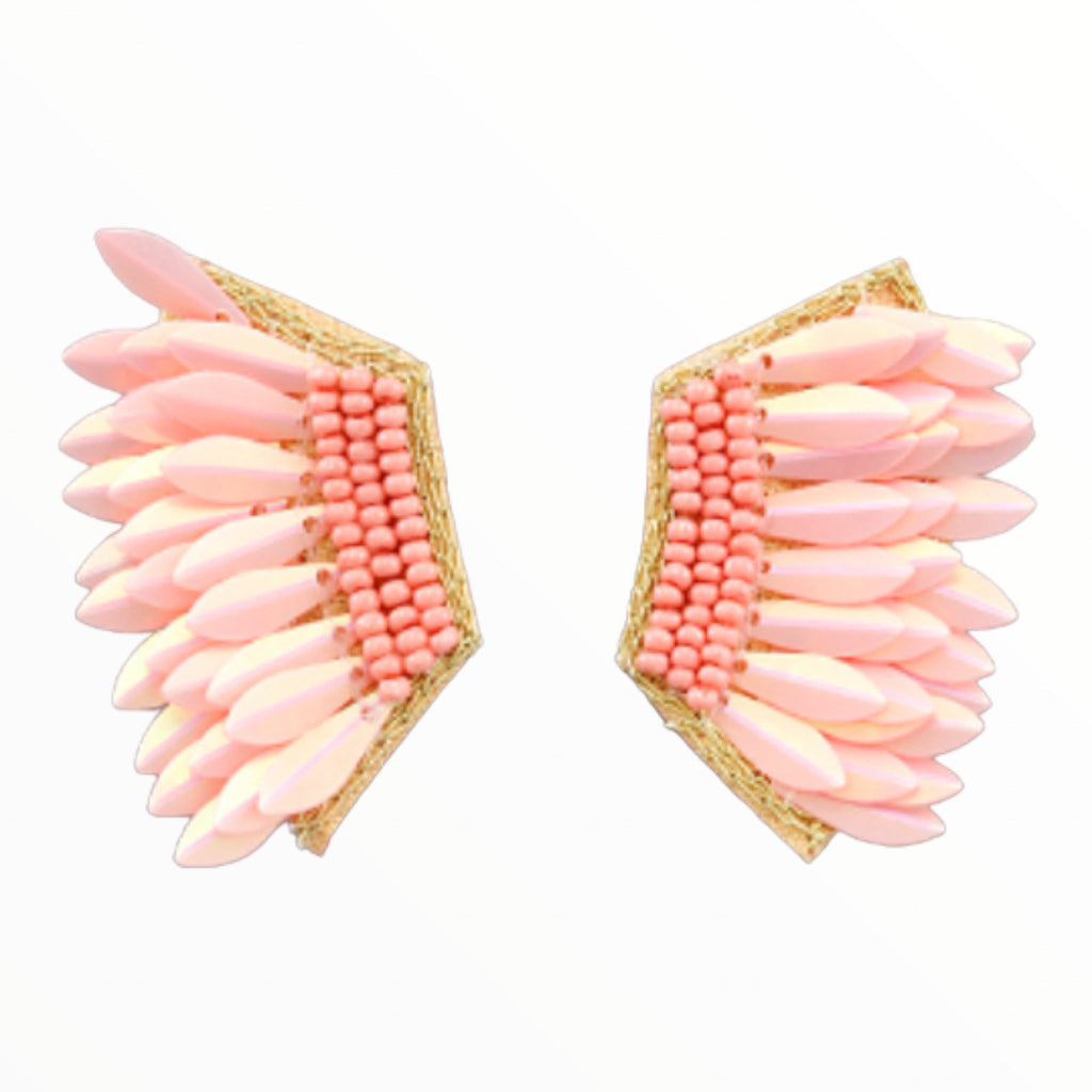 Seed Bead and Wing Earrings | Pink-Earrings-Twist-The Grove