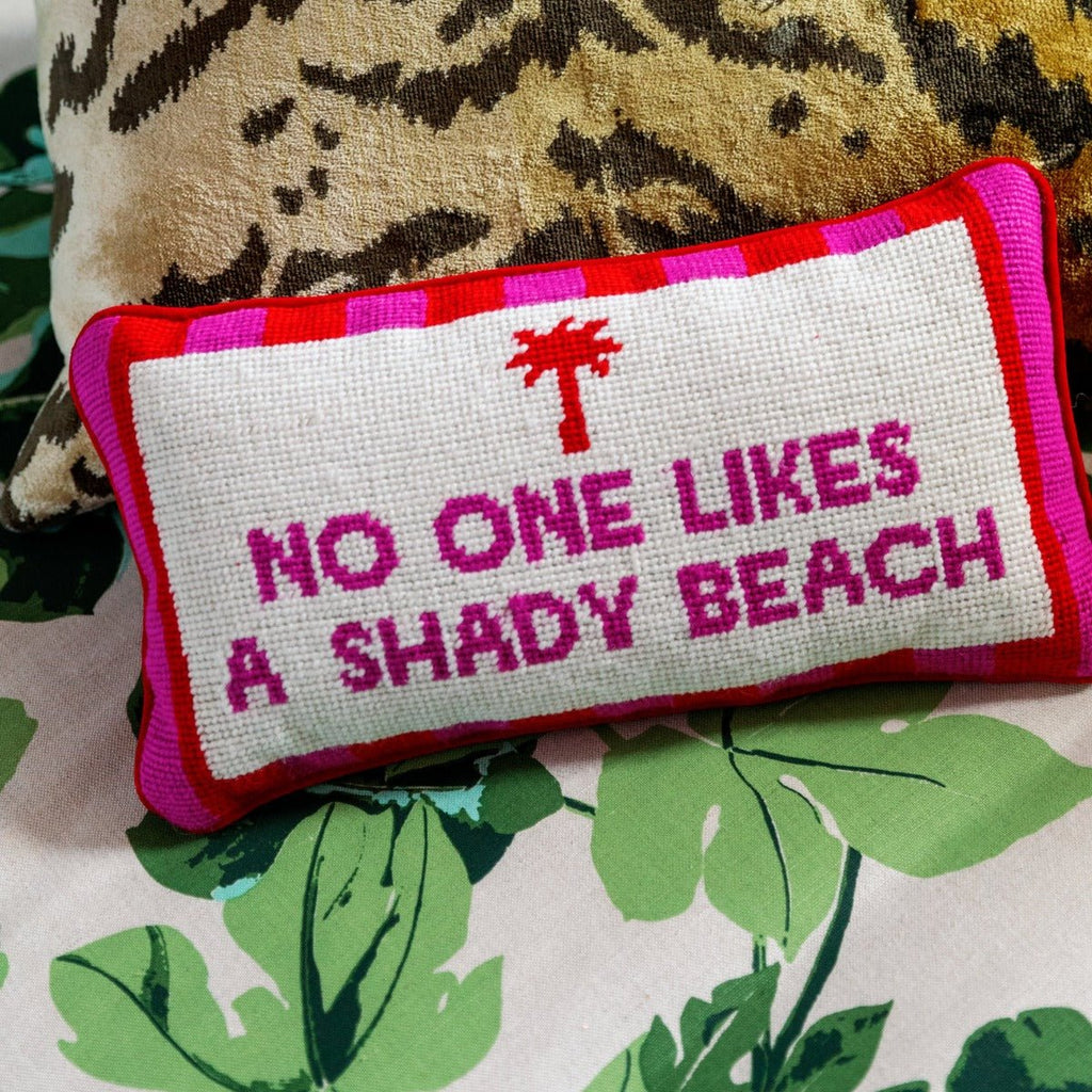 Shady Beach Needlepoint Pillow-Furbish Studio-The Grove