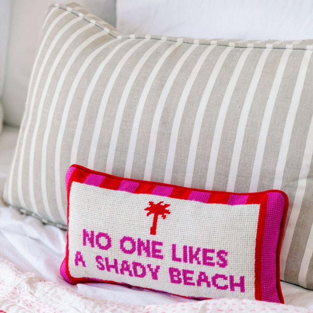 Shady Beach Needlepoint Pillow-Throw Pillows-Furbish Studio-The Grove
