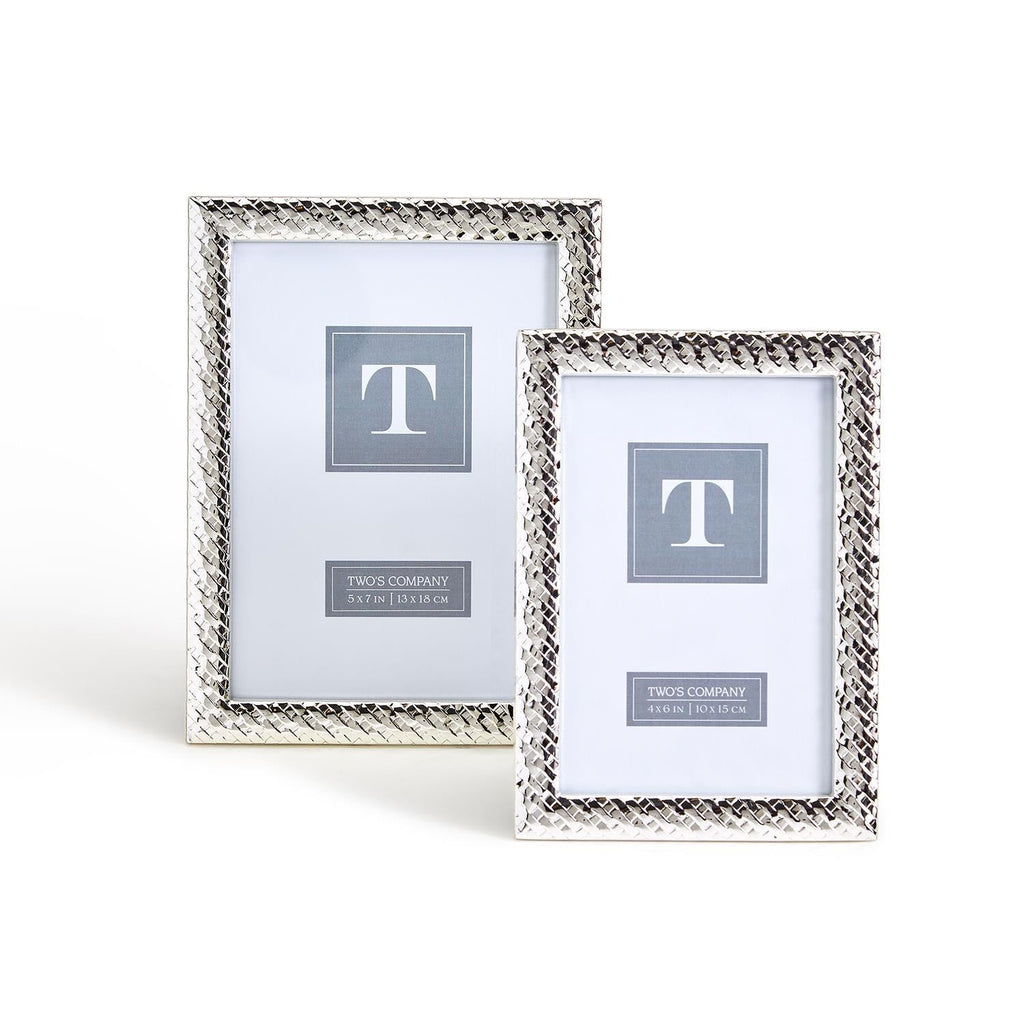 Silver Basket Weave Photo Frame-Frames-Two's Company-The Grove
