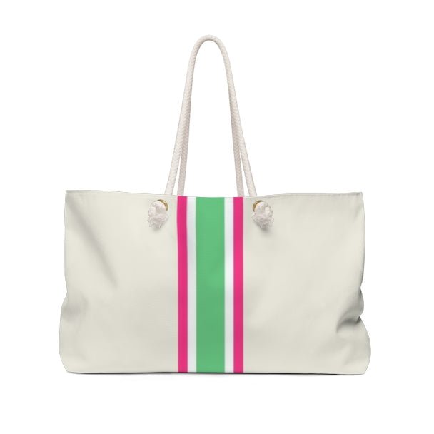 Single Initial Travel Tote | Pink & Green-Handbags-CB Studio-The Grove