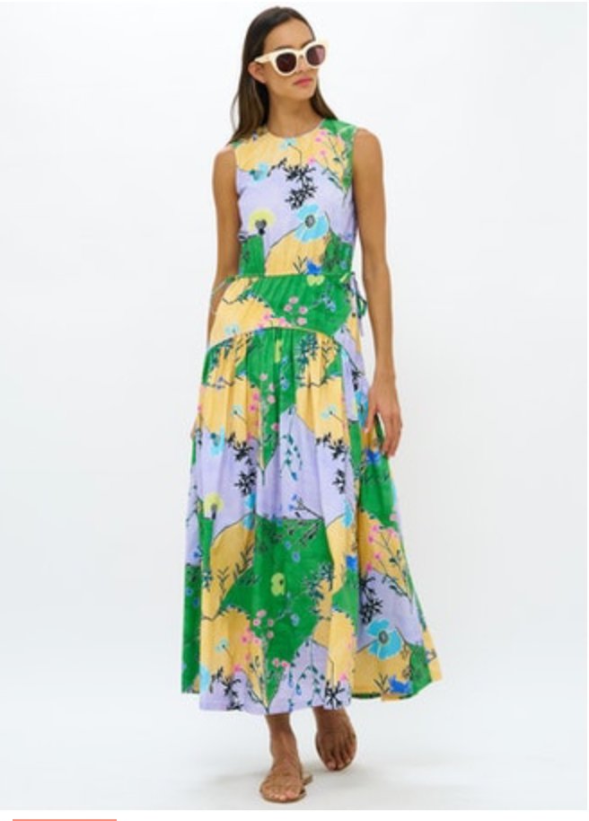 Sleeveless Piped Maxi Dress | Stockholm Green-Dresses-Oliphant-The Grove