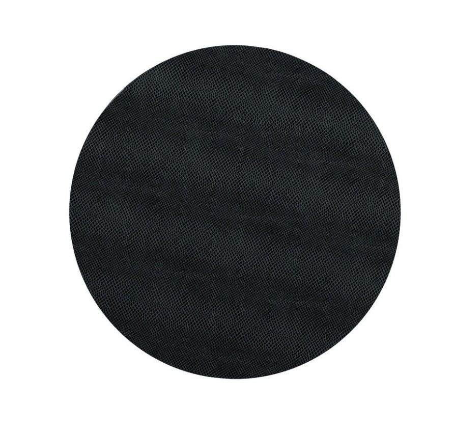 Snakeskin Round Felt-Backed Placemat | Black-Placemats-Clementine WP-The Grove