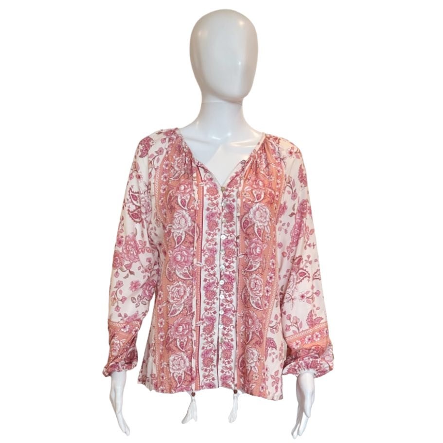 Sonia Top | French Rose-Shirts & Tops-Walker & Wade-The Grove