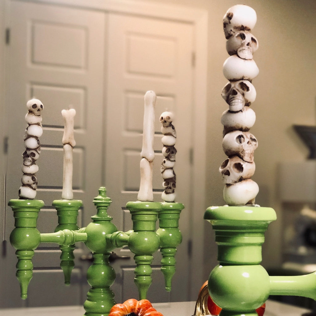 Stacked Skulls or Bones Taper Candle Set-180 Degrees-The Grove