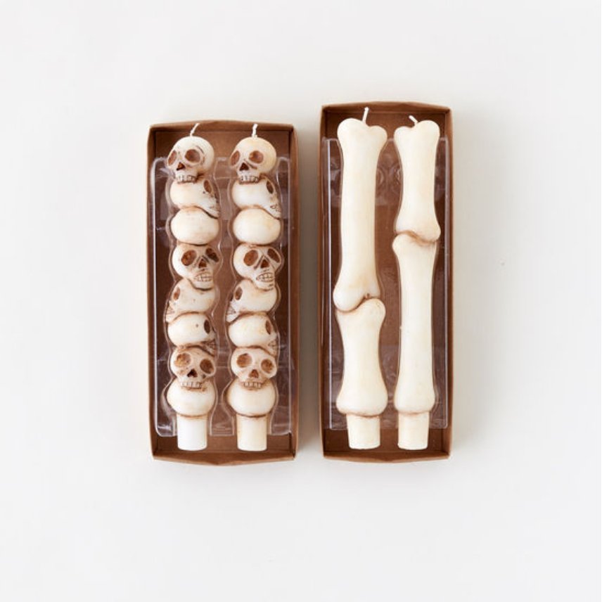 Stacked Skulls or Bones Taper Candle Set-180 Degrees-The Grove