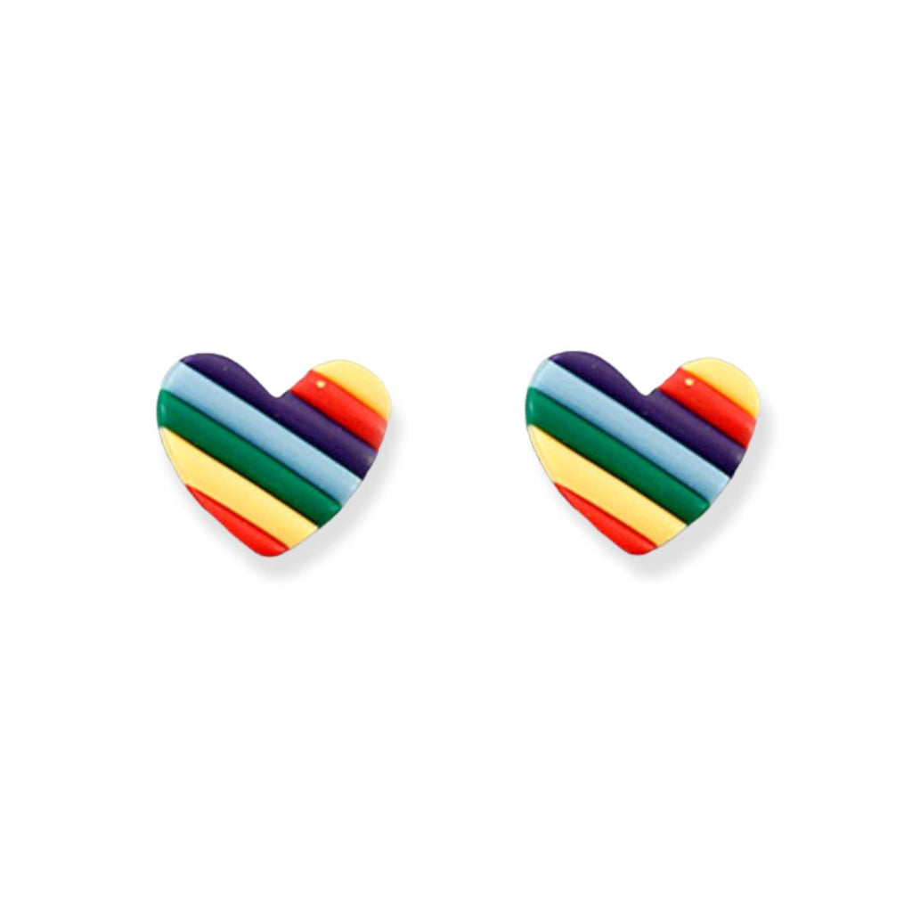 Striped Heart Studs | Rainbow-Earrings-Twist-The Grove