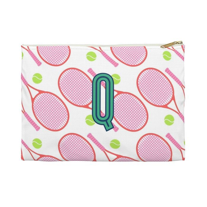 Tennis Small Flat Single Initial Zip Pouch-Pouch-CB Studio-The Grove