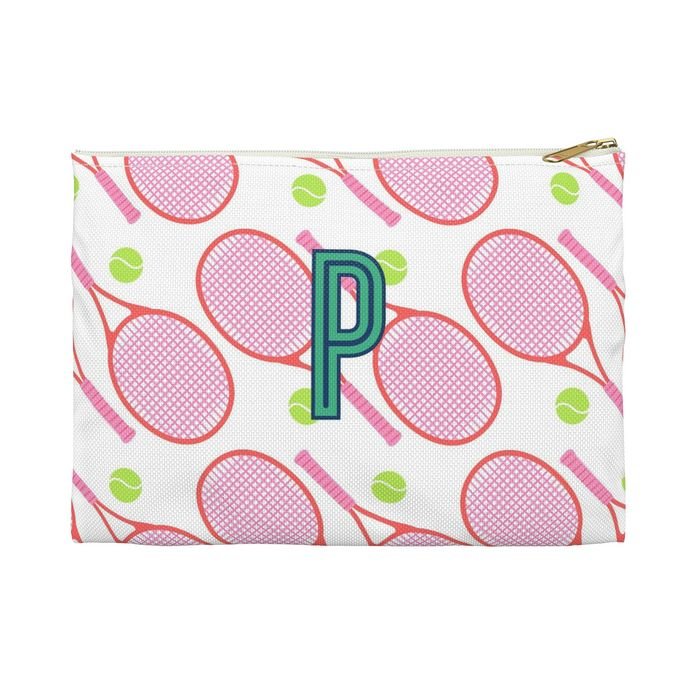 Tennis Small Flat Single Initial Zip Pouch-Pouch-CB Studio-The Grove