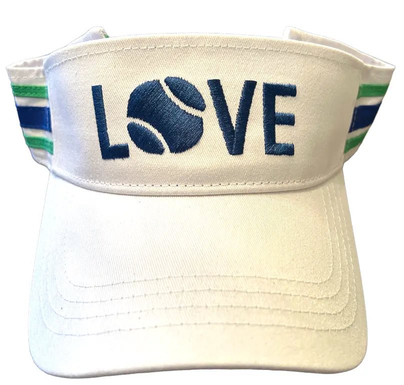 Tennis Visor | White with Navy LOVE-Hats-Runway Athletics-The Grove