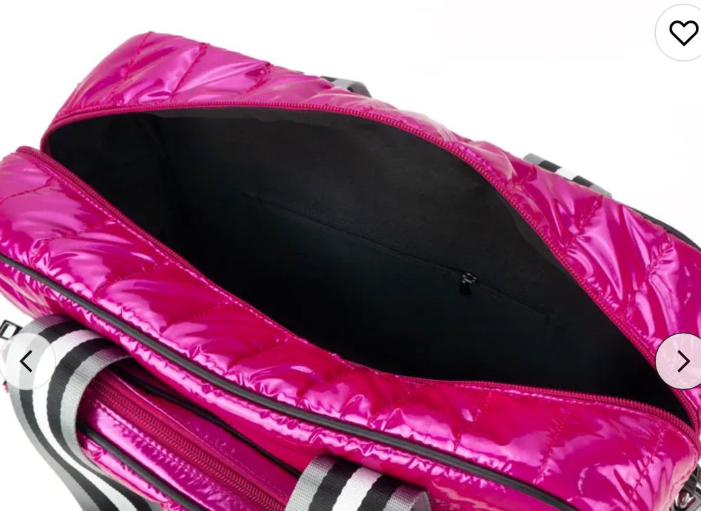 The Quilted Puffer Tennis Tote | Pink-Tennis Racquet Bags-Runway Athletics-The Grove