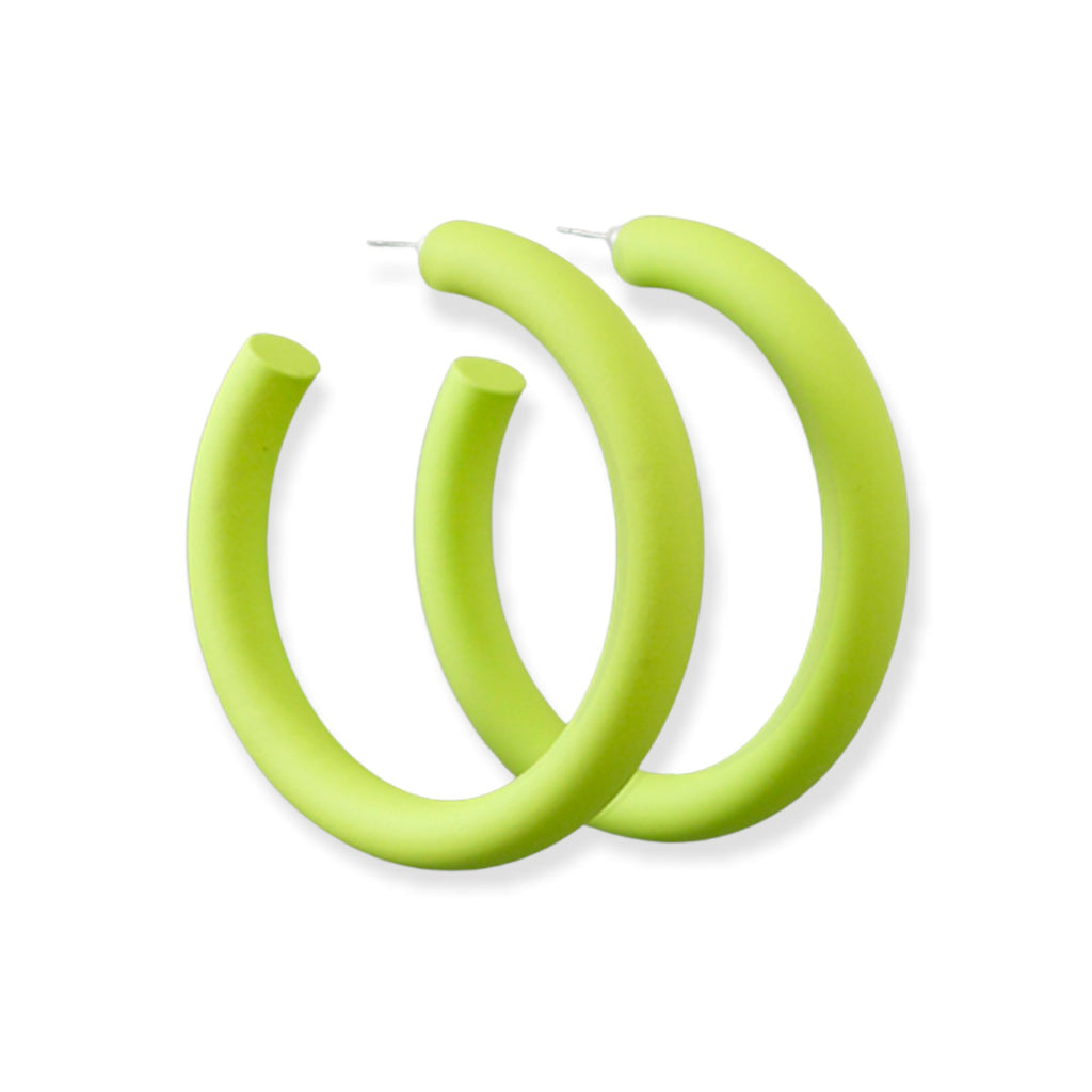 Thick Color Coat Hoops | Lime-Earrings-Twist-The Grove