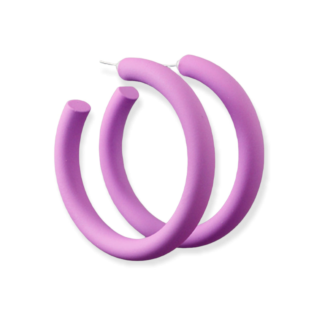 Thick Color Coat Hoops | Purple-Earrings-Twist-The Grove