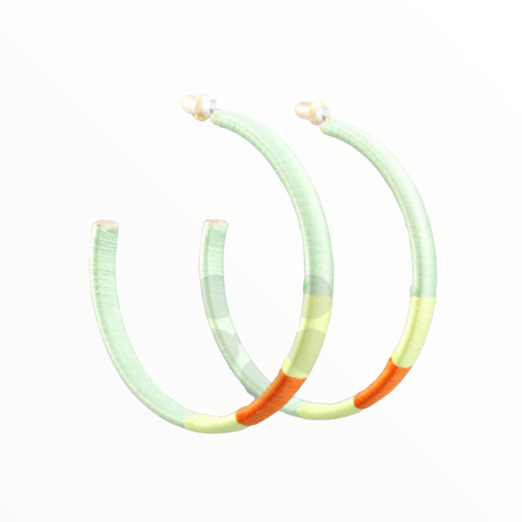 Thread Wrapped Open Hoop Earrings | Mint-Twist-The Grove