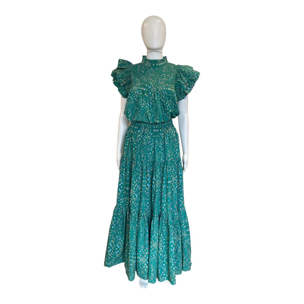 Tiered Maxi Skirt | Shibori Green-Skirts-Oliphant-The Grove