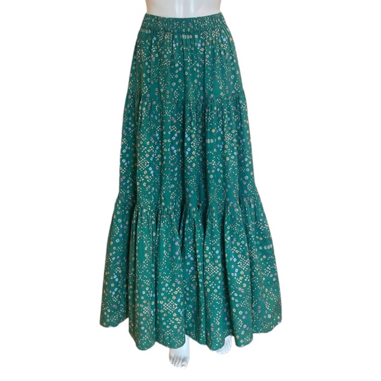 Tiered Maxi Skirt | Shibori Green-Skirts-Oliphant-The Grove