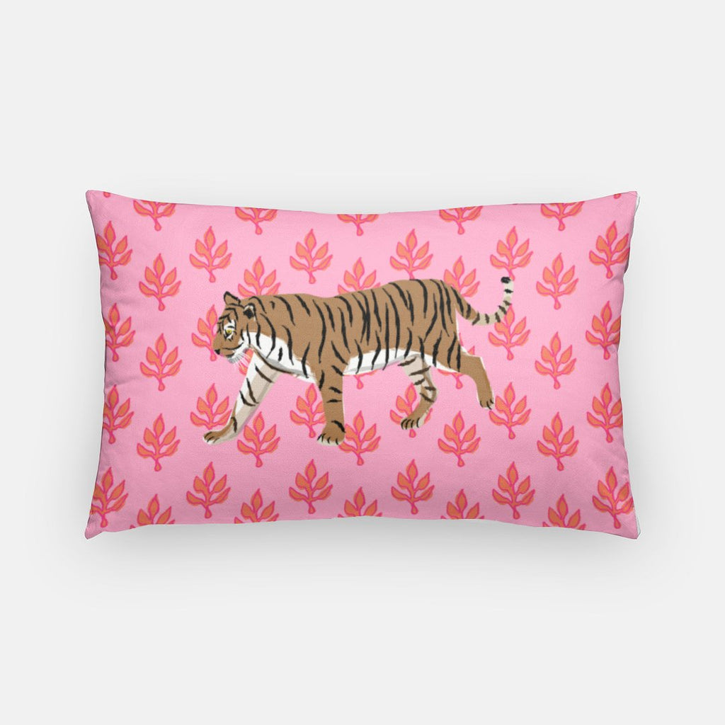 Tiger Flora Indoor/Outdoor Pillow | Lumbar-Throw Pillows-CB Studio-The Grove