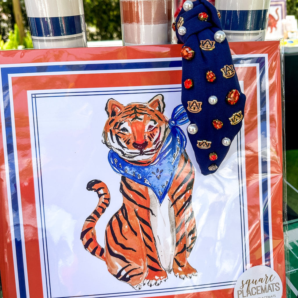 Tiger with Blue Bandana Paper Placemats-Paper Placemat-Clementine WP-The Grove