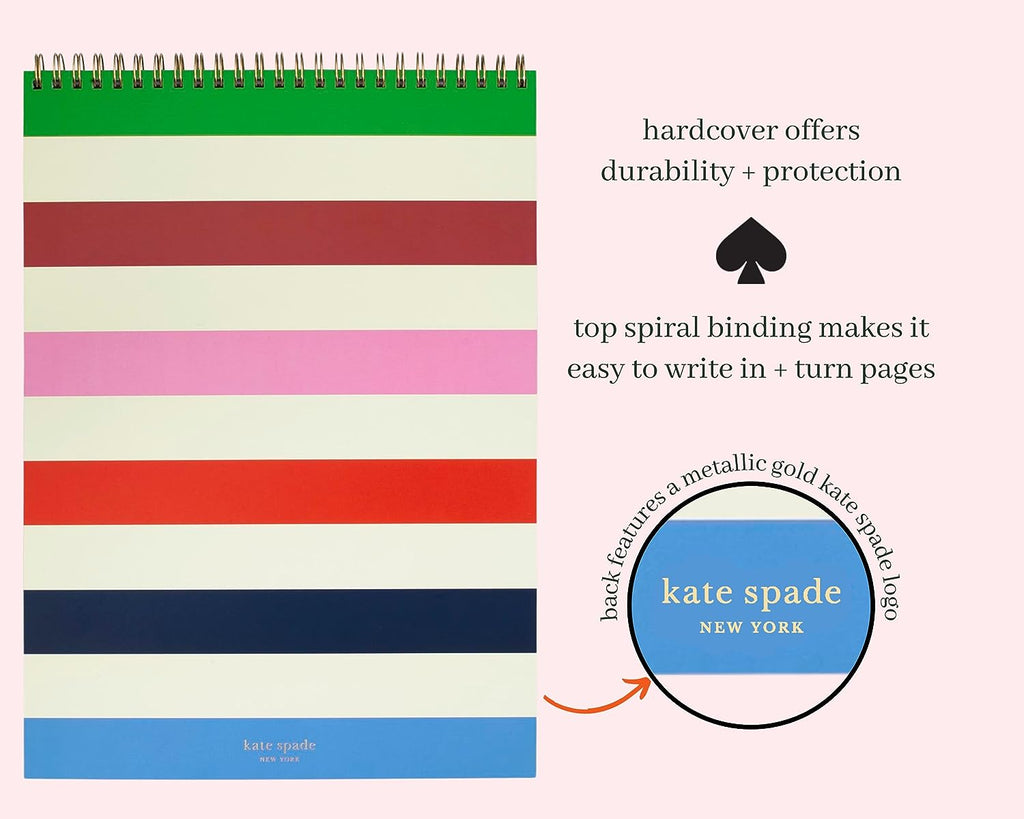 Top Spiral Notebook | Adventure Stripe-Notebooks & Notepads-Kate Spade-The Grove