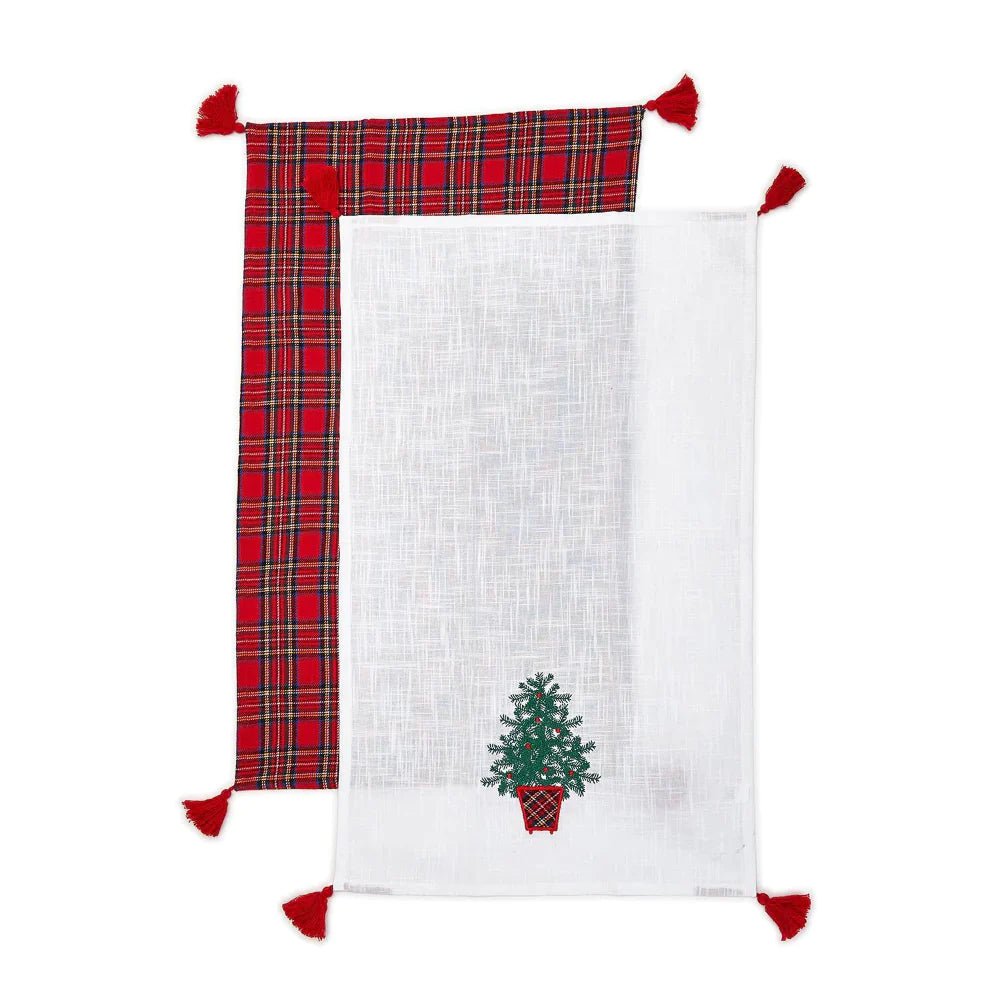 Tree Tartan Traditional Holiday Dish Towels, Set of Two-Kitchen Towels-Clementine WP-The Grove