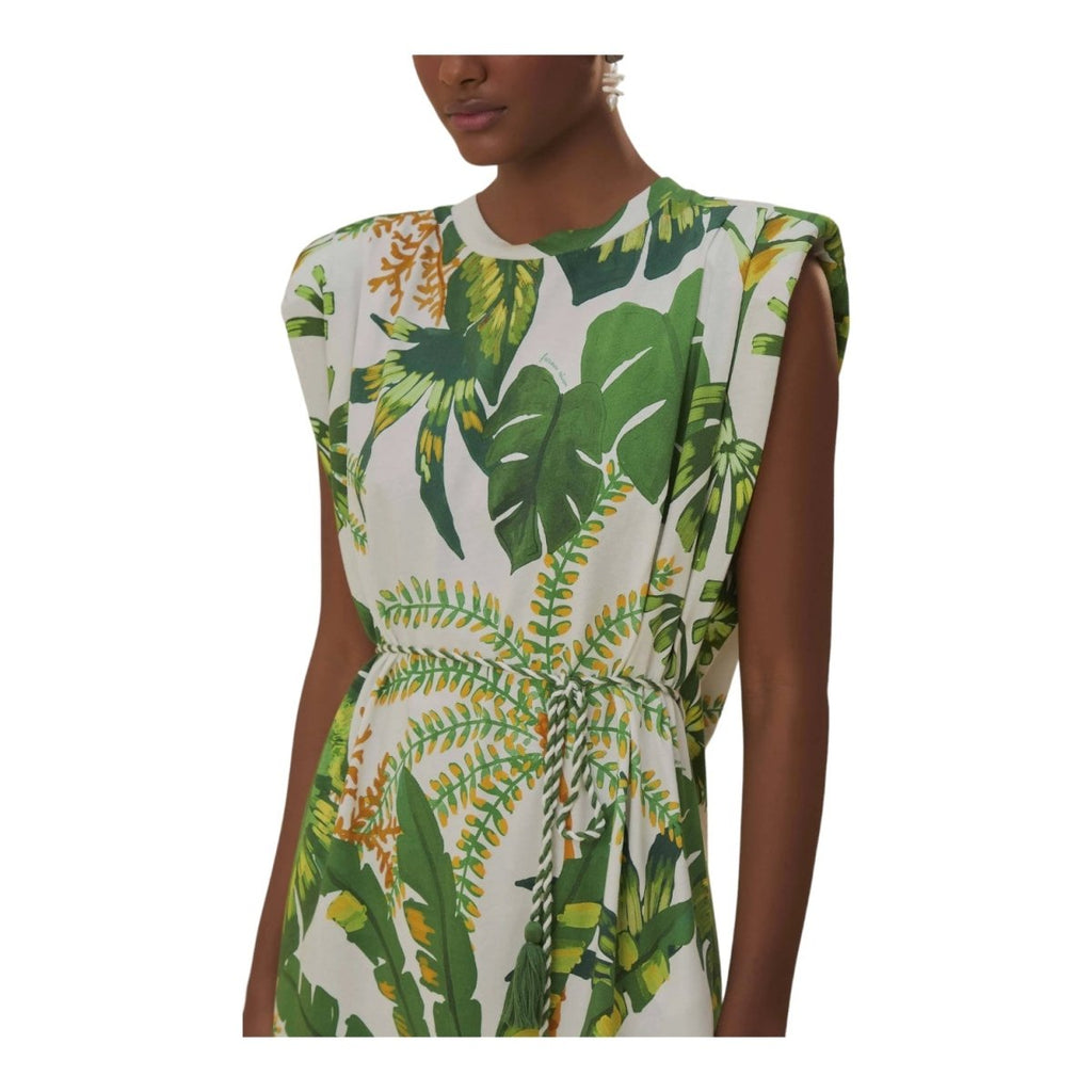 Tropical Forest Off-White T-Shirt Dress-Dresses-FARM Rio-The Grove