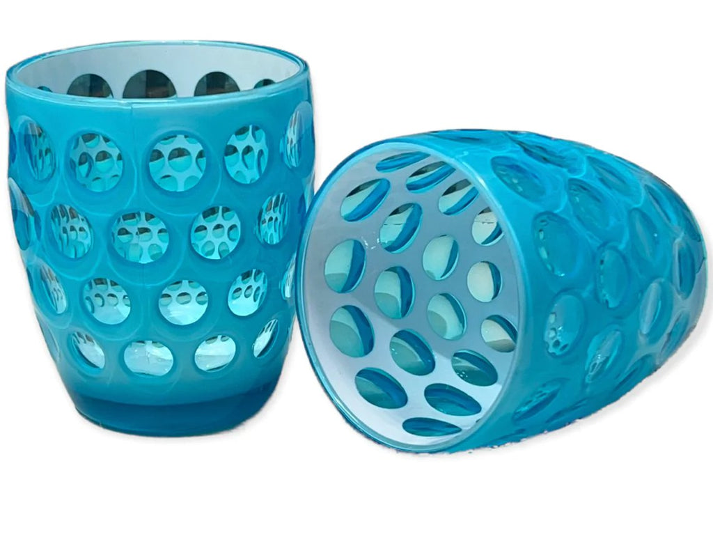 Turquoise and White Lente Acrylic Tumbler-Acrylic Glassware-Clementine WP-The Grove