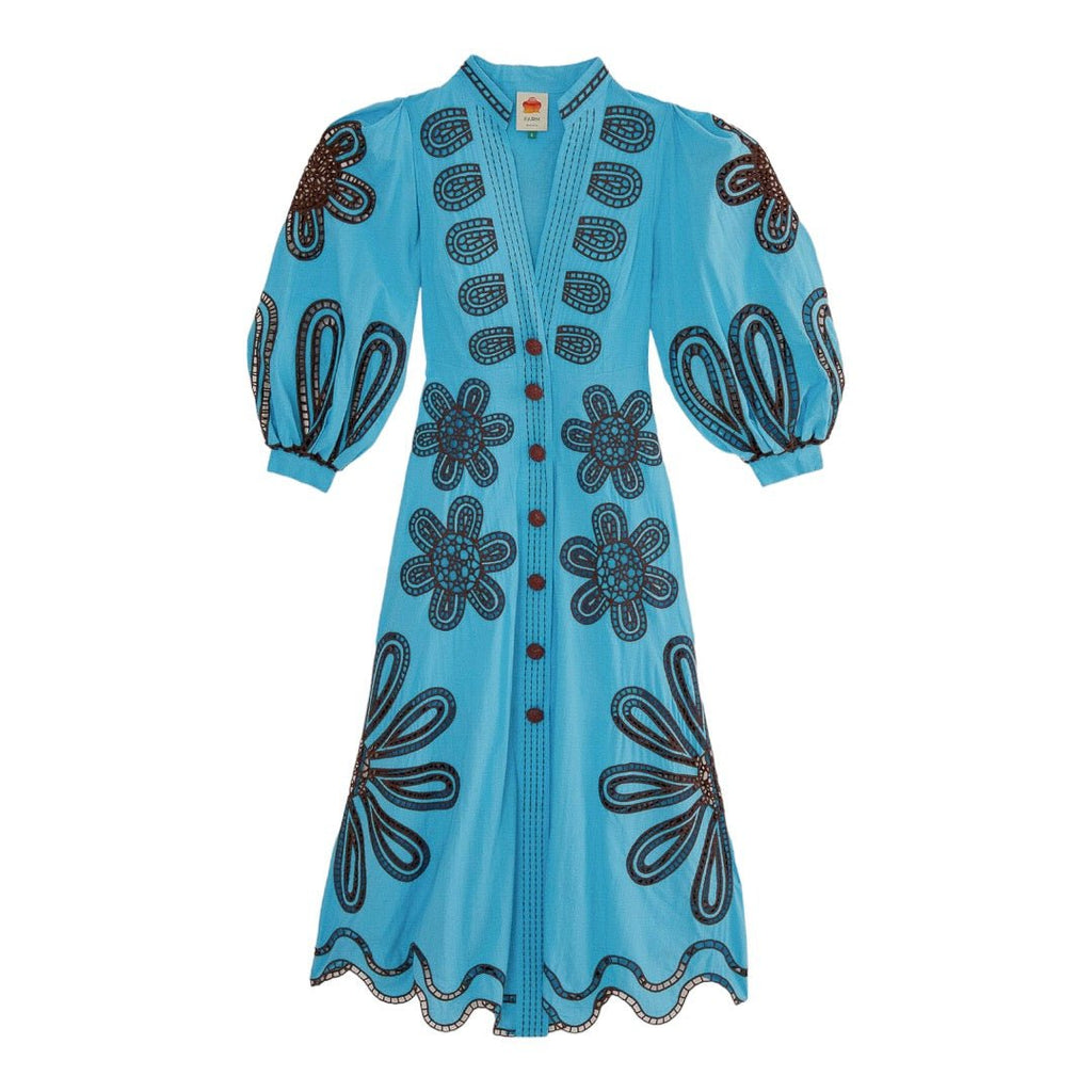 Turquoise Richelieu Maxi Dress-Dresses-FARM Rio-The Grove