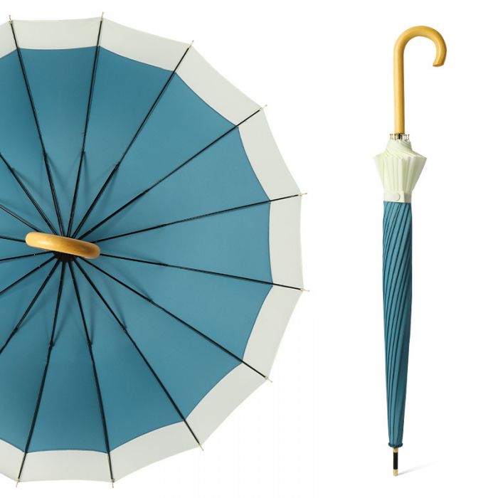 Two Tone Pastel Umbrella | Duck Egg Blue-Umbrella-Peach Accessories-The Grove