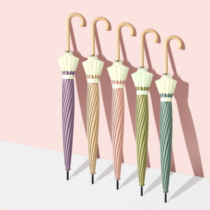 Two Tone Pastel Umbrella | Pastel Green-Umbrella-Peach Accessories-The Grove