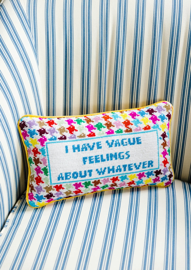 Vague Feelings Needlepoint Pillow-Throw Pillows-Furbish Studio-The Grove