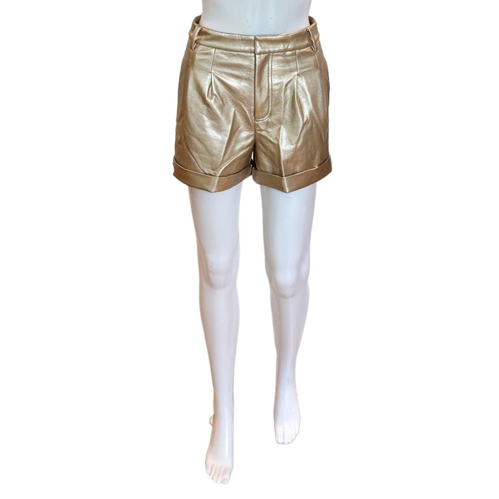 Vegan Leather Shorts | Gold-Shorts-J. Society-The Grove
