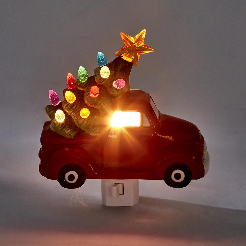 Vintage Truck with Christmas Tree Nightlight-Night Light-Two's Company-The Grove