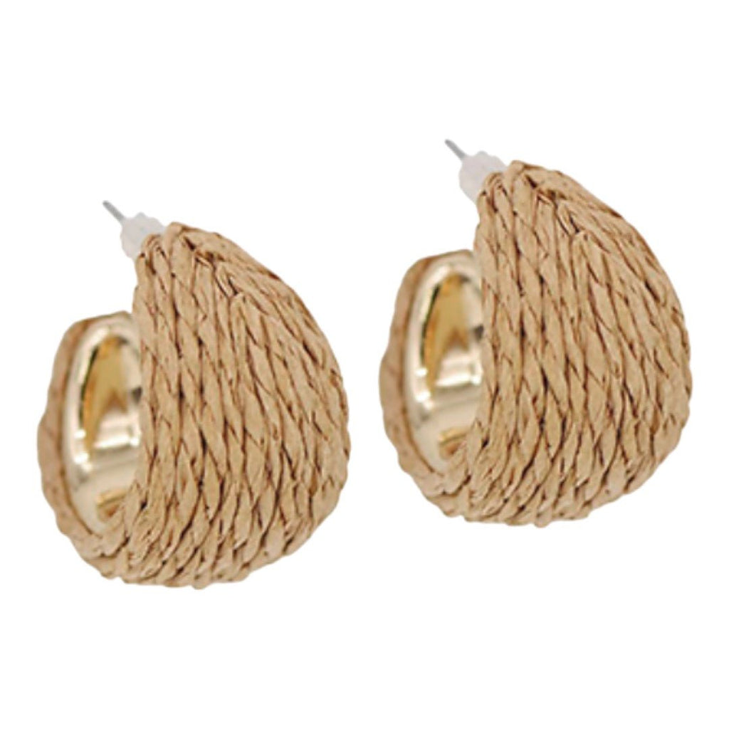 Wrapped Raffia Hoop Earrings | Natural-Earrings-Twist-The Grove