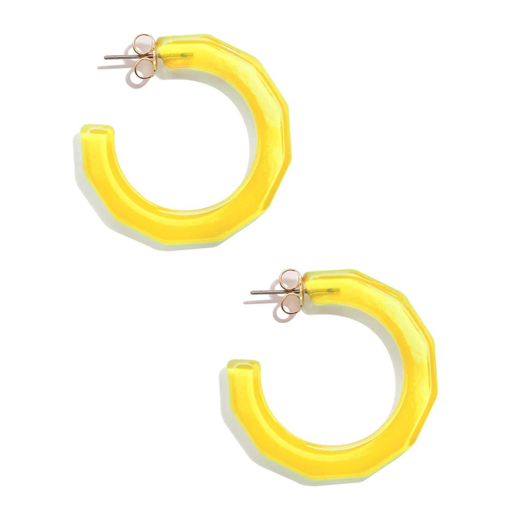 Yellow Large Robin Textured Hoop Earrings-Earrings-Zenzii-The Grove