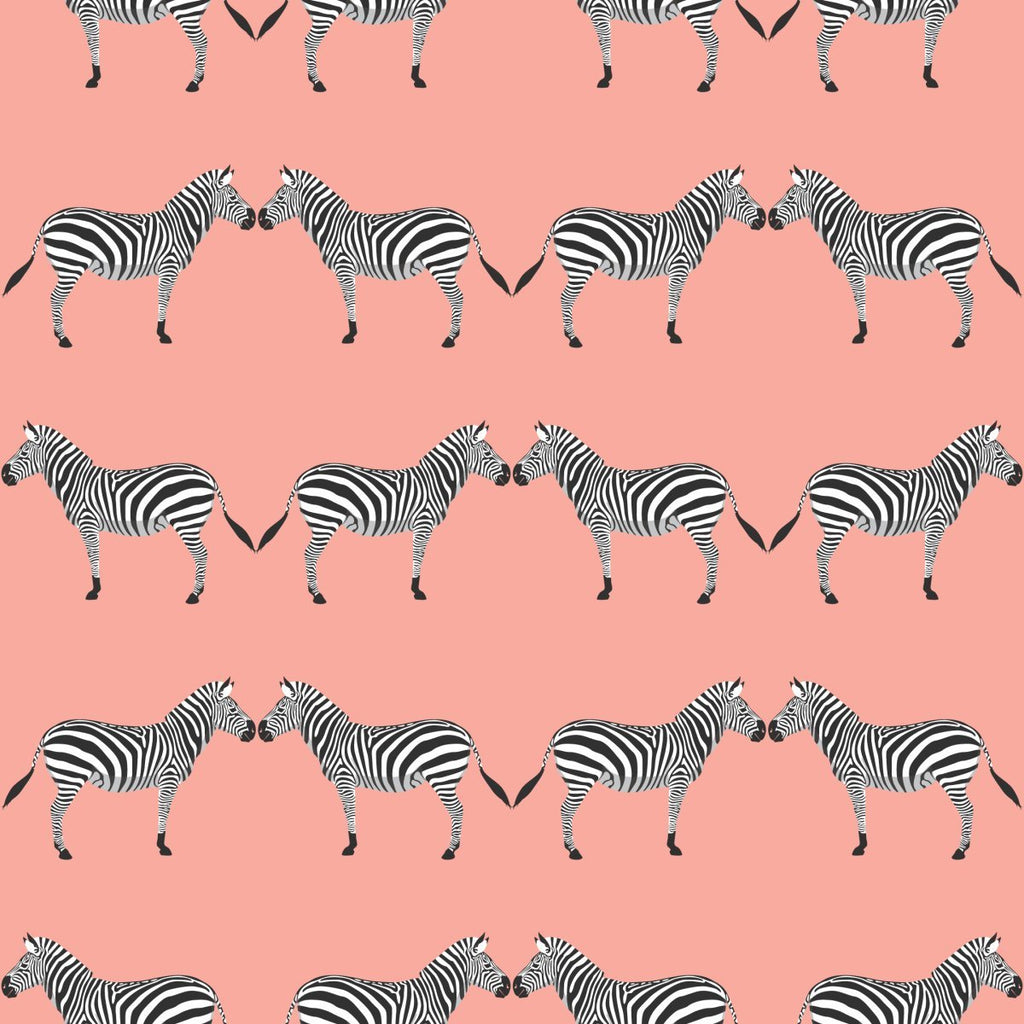 Zebras Light Pink Wallpaper-Wallpaper-Liza Pruitt-The Grove